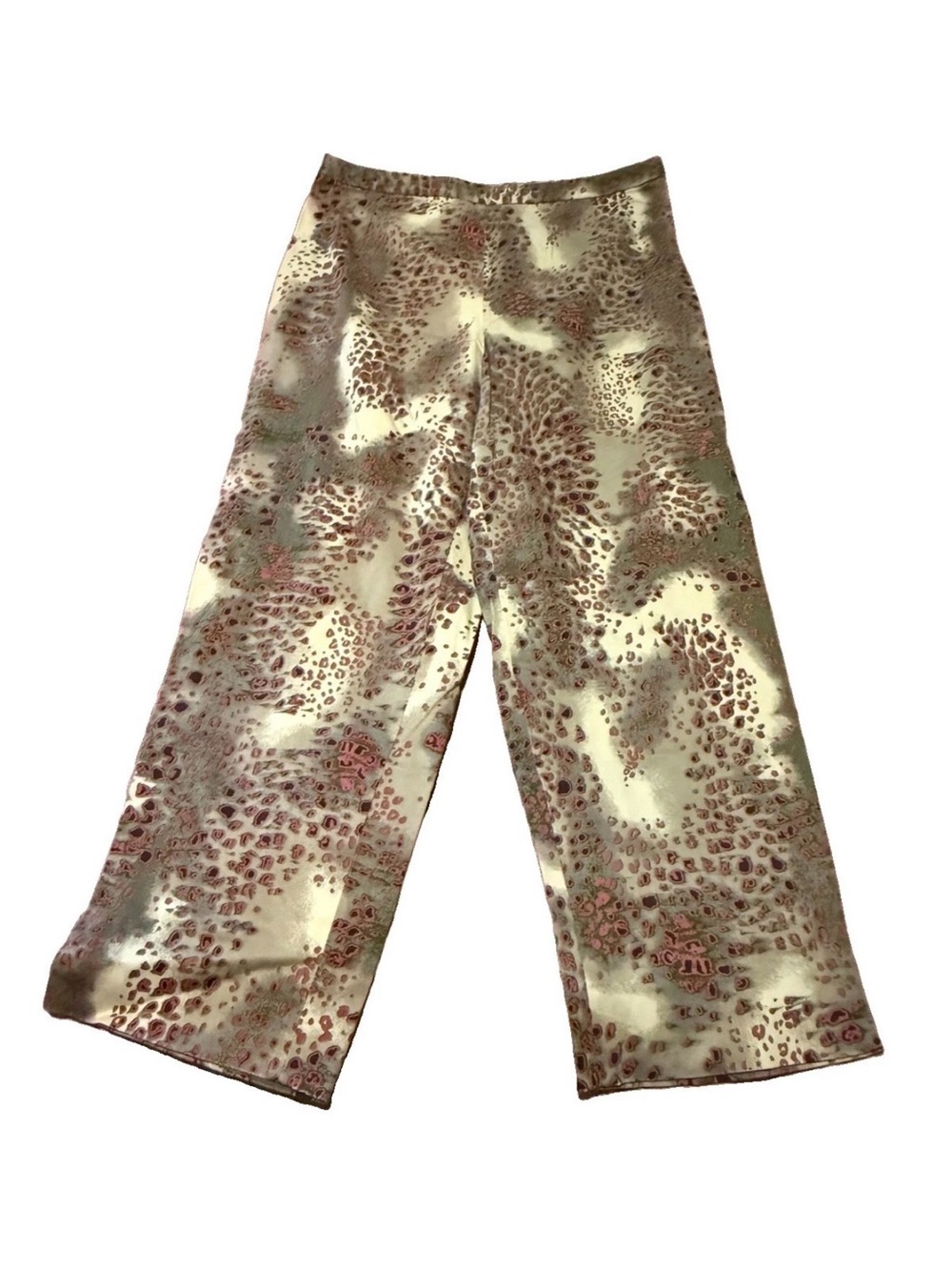 August Silk Cotton Pants Women Size 8 Mediterranean Indigo Blue Straight Leg